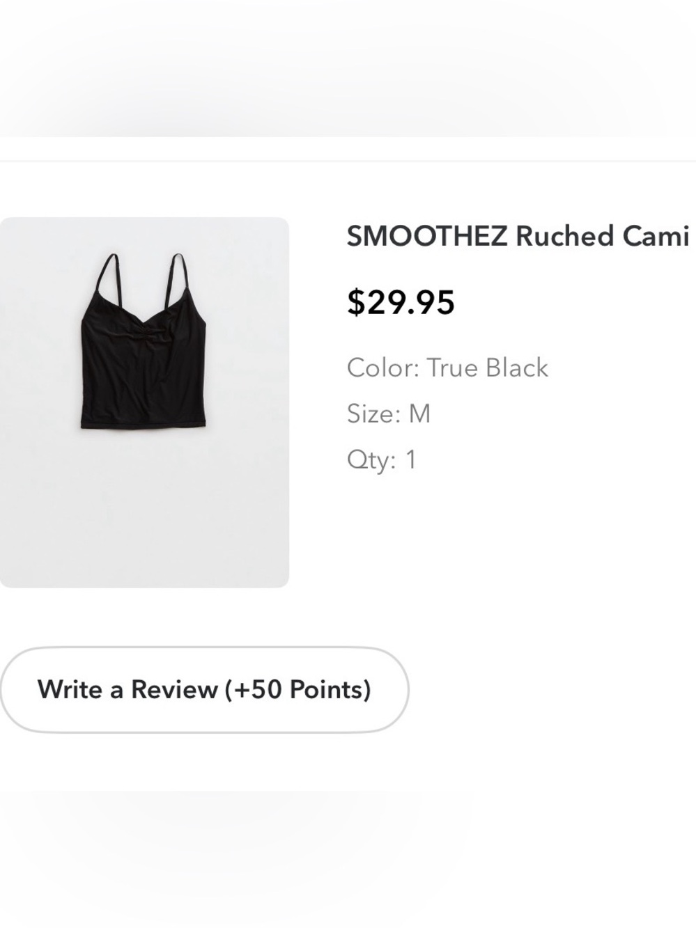aerie Black Ruched Spaghetti-Strap Cami